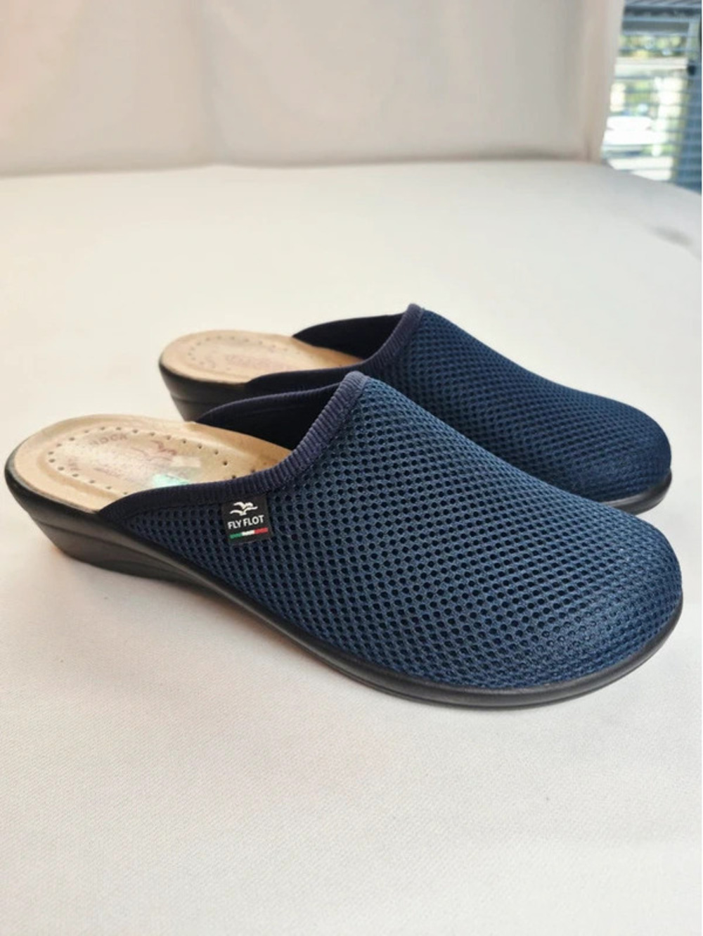 Fly Flot Navy Blue Women's 8 Mesh Clogs Slip-On